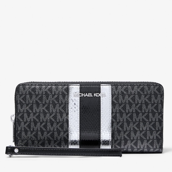 Michael Kors Jet Set Travel Large Signature Logo and Metallic Continental Wallet - Picture 1 of 16